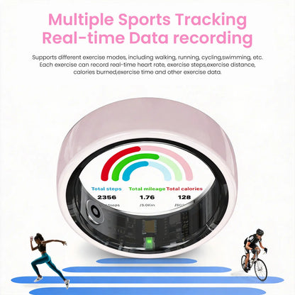 #6-#11 Pink White & Black Ceramic Smart Rings for Women & Men, Waterproof Wearable Fitness Trackers, Heart Rate, Stress & Cycle Monitor, Sleep Tracker, IP68 Waterproof, 5-7 Day Battery, Ios & Android Compatible with Charging Case, Couple Gift